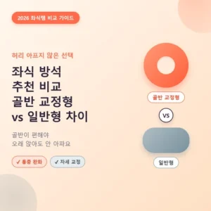 Read more about the article 좌식 방석 추천 비교, 골반 교정형 vs 일반형 차이